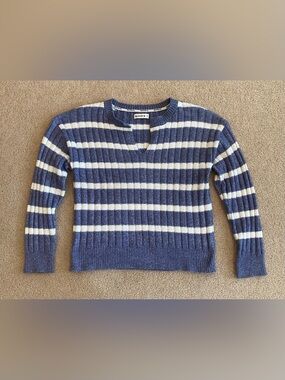 Bearpaw Blue White Striped Knit Pullover Sweater Women’s Size M